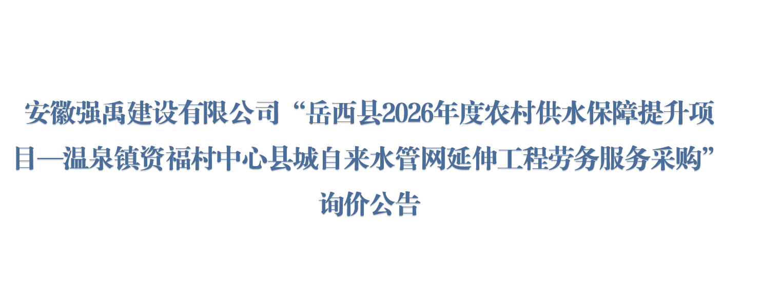 安徽强禹建设有限公司“岳西县2026年度农村供水保障提升项目—温泉镇资福村中心县城自来水管网延伸工程劳务服务采购”询价公告