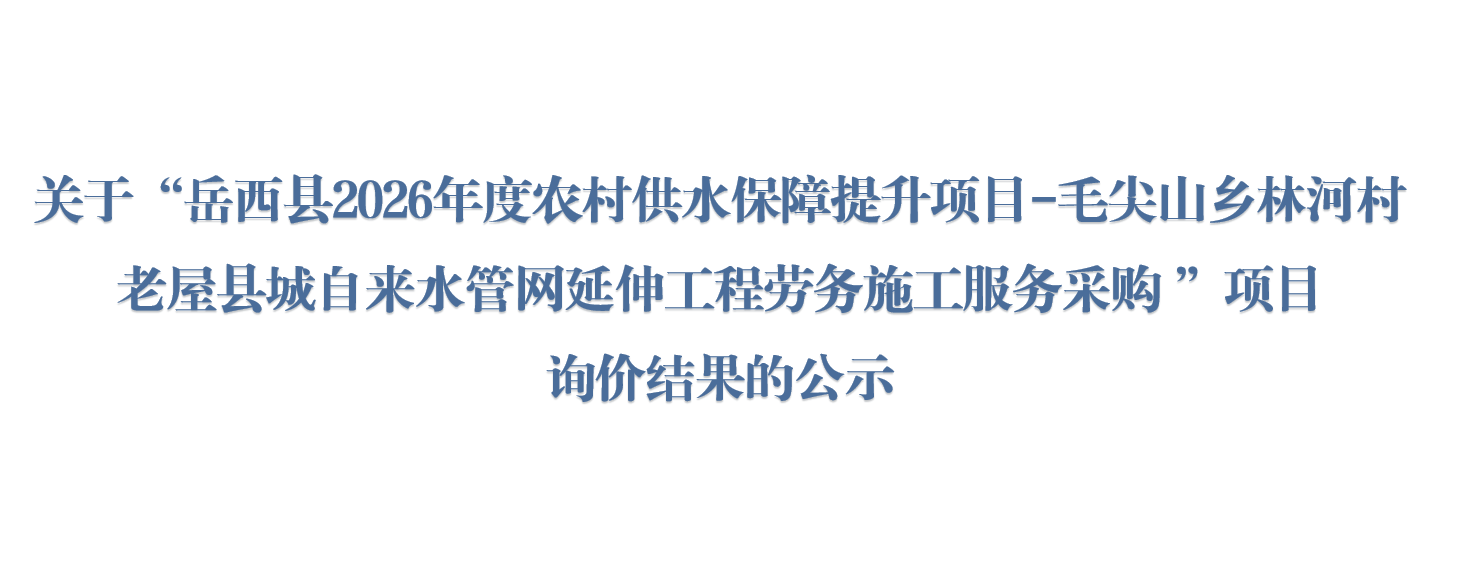 关于“岳西县2026年度农村供水保障提升项目-毛尖山乡林河村老屋县城自来水管网延伸工程劳务施工服务采购 ”项目询价结果的公示