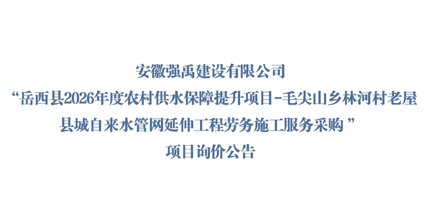安徽强禹建设有限公司“岳西县2026年度农村供水保障提升项目-毛尖山乡林河村老屋县城自来水管网延伸工程劳务施工服务采购 ”项目询价公告